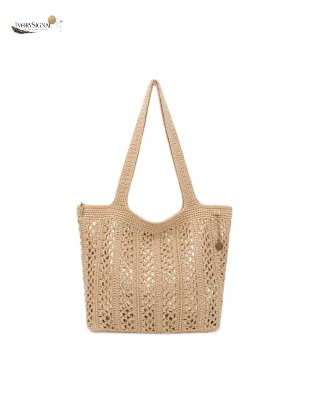 Hand Crochet Tote - Travel Beach Carryall Shoulder Bag with Pockets